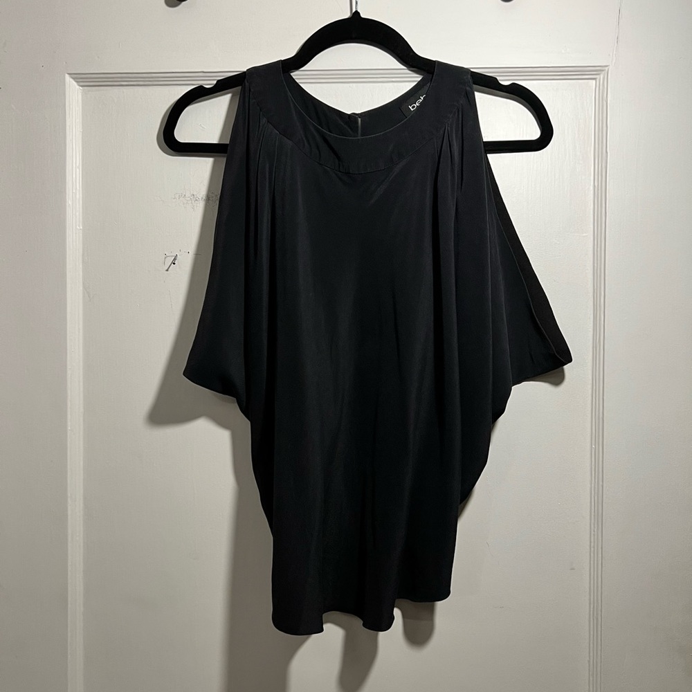 y2k Bebe sexy backless sleeveless draped black silk shirt M